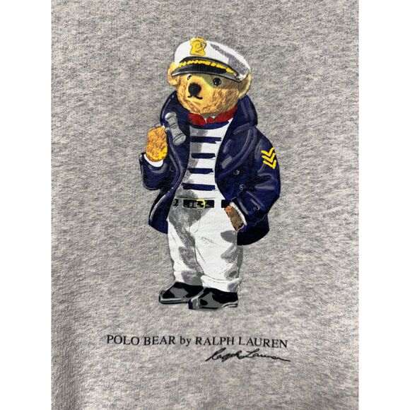 POLO RALPH LAUREN Captain Nautical Bear Print Gray Sweatshirt, Sz L - Picture 2 of 9